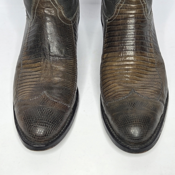 Tony Lama Nacogdoches Teju Lizard Round Toe Western Boots Men's Size 9.5 - Picture 3 of 10